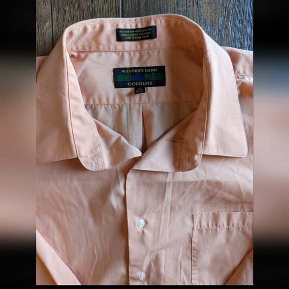 90s Vintage Colours By Alexander Julian Long Sleeve Button Down Shirt Peach 🍑 L - Picture 3 of 16